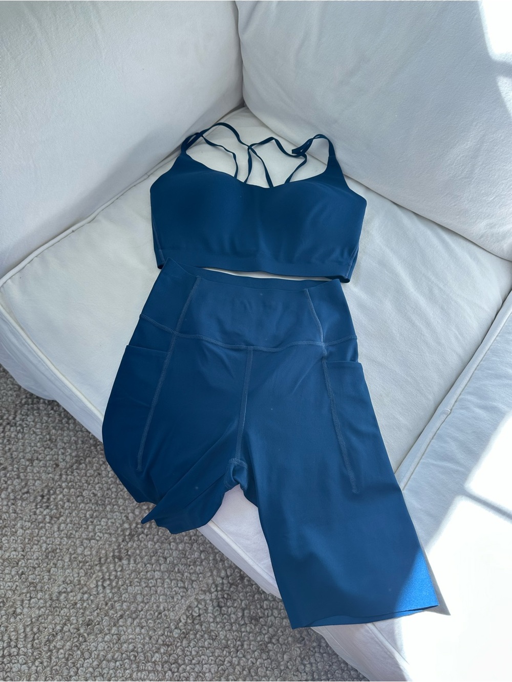 Baleaf Deep Teal High-Waist Bike Shorts & Strappy Sports Bra Set